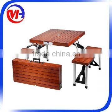 Outdoor wood table folding camping With Chairs Set