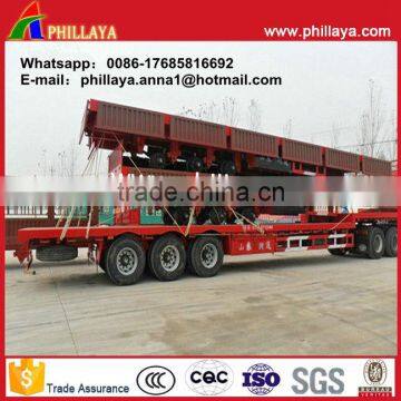 Hot Sale Heavy Duty Beverage Transporting 3 Axles 40ft Flatbed Cargo Food Truck Trailer With Removable Side Panel photo-3