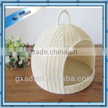 SD products white eco-friendly plastic rattan pet basket lovely cat house