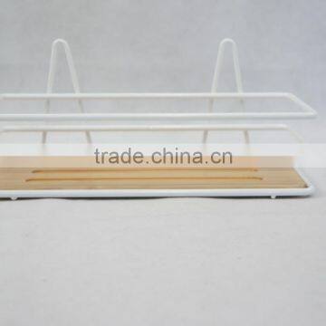 Metal & Bamboo Bathroom Caddy With Suction photo-2