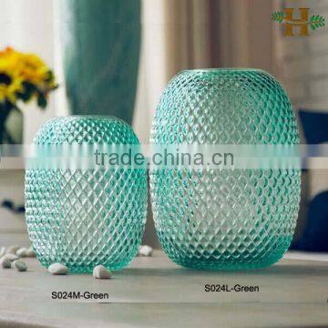 Handblown Green Flower Vase Pineapple Shaped Bottle Vase