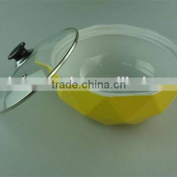 AB Grade Wholesale Stock Dimond Shape Ceramic Casserole With Glass Lid,soup&stock Pot photo-4