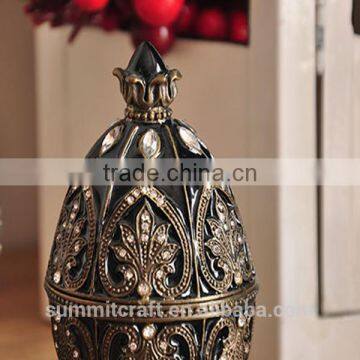 Antique Russian Easter Eggs Alloy Jeweled Trinket Box photo-2