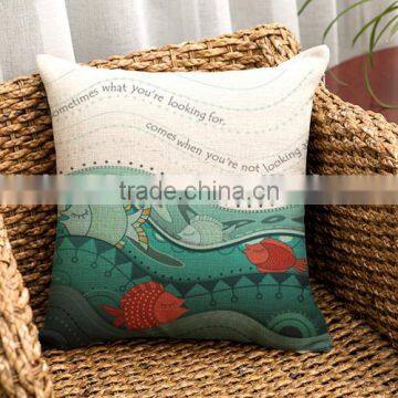 Linen throw pillow with printed STPC030