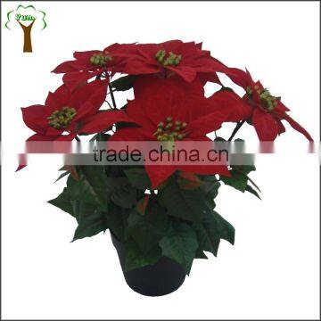 Artificial Euphorbia Plant Bonsai Christmas Flower Bonsai photo-3