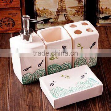 New Ceramic Bathroom Set With Sea Pattern photo-5