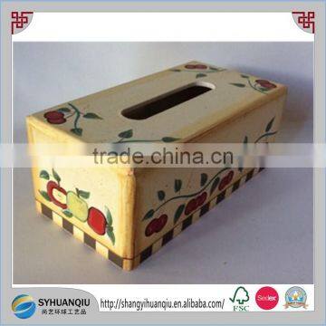 Wood Cherries UVpainted Rectangle Tissue Box Cover Holder With Bottom