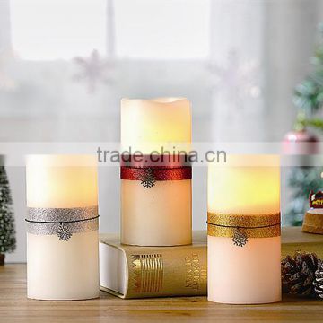 S/3 Flameless LED Glittering Christmas Candles With Snowflake Pendant