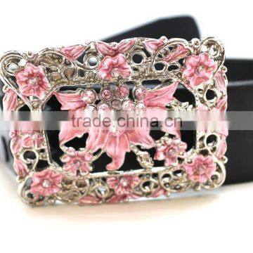 Belt Buckle With Painting Gems Rhinetone, Hot Sale Embellished Buckle, Zinc Alloy Embellishment Floral Design photo-6