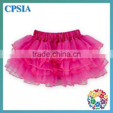 Hot Sale Last Fashion Mini Baby Girls Chiffon Hot Pink Pleated Tutu Skirts With Elastic Band Waistline Girls Puffy Party Dresses