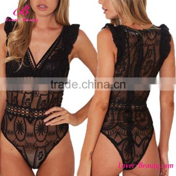 Wholesale Black Lace Transparent Sexy Teen Lingerie Set