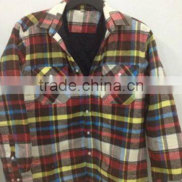 Mens Long sleeve Padded Quilted Flannel Shirt yarn dyed checks flannel shirts