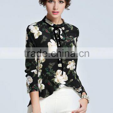 best selling summer elegant design floral print shirts for women