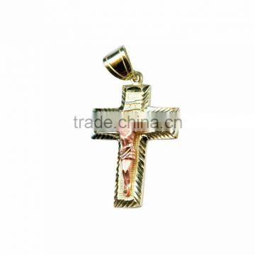 Two tone plated INRI Cross pendant