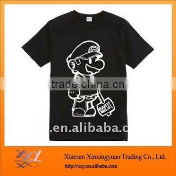 100% Cotton Wholesale Tshirts Black Color With White Super Mario Printed
