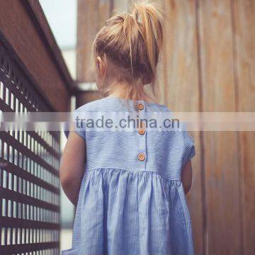 Fashion Design Toddler Girls Dress Popular Baby Girl Blue Stripes Dress For Girls photo-6
