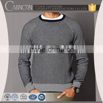 raglan long sleeve rib knit black neckline cotton sweater mens striped pullover