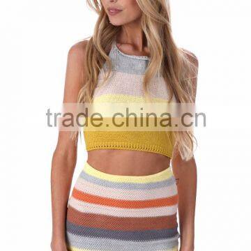 Runwaylover 101 2017 Women Elegant Suits , Women Sexy Knitted Crop Tops And Mini Skirt photo-4