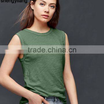 Custom 100% Cotton Vest Women Plain Tank Top Wholesale in Guangzhou photo-4