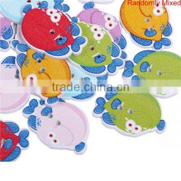 2 Holes Fish Animal At Random Wood Sewing Buttons Scrapbooking