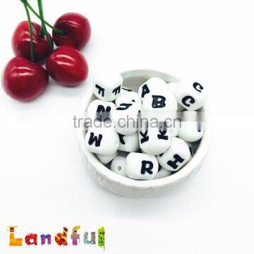 12mm English Letters Baby Bracelet Beads Alphabet Teething Silicone Beads photo-4