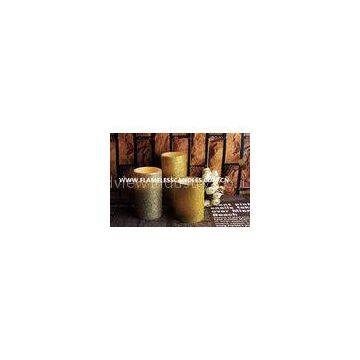 Real Wax And Glitter Finish LED Wax Pillar Candles / Flameless Electric Candles