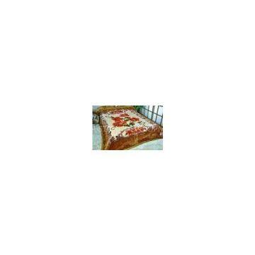 100% Polyester Double Ply Blanket , 2 Ply Blanket With Flower Pattern