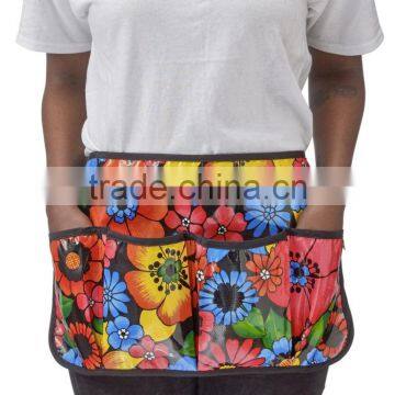 New fancy Gardening apron bag printed canvas waist apron with tools pockets multi pockets gadening apron customized bib apron