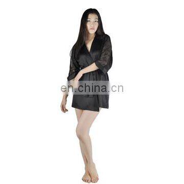 2015 Woman Summer Sexy Lace Solid Satin Bathrobe