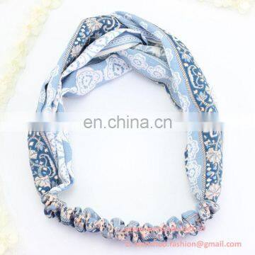 Rural Stripe Grid Floral Printed Fashion Joker Cross Hairband