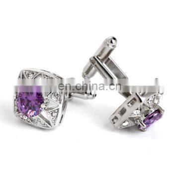 Mens Shirt Cufflinks Purple Crystal Wedding Cufflinks photo-4