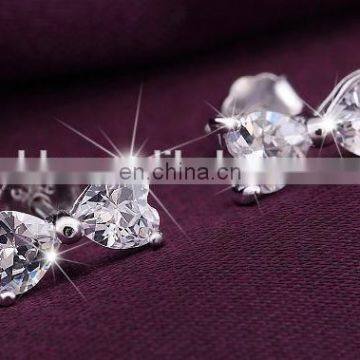 Crystal Bow 925 Sterling Silver Stud Earring