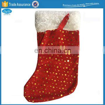 Velvet Xmas Stocking Shape Christmas Gift Bag with Golden Sequin Material