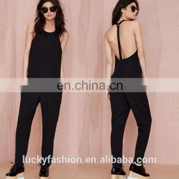 2016 BAIYIMO Hot Selling Summer Fashion Backless Sexy Plunge Woman Elegant High Quality Jumpsuit