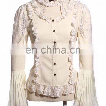 Steampunk Soft Blouse With Choker Look Collar