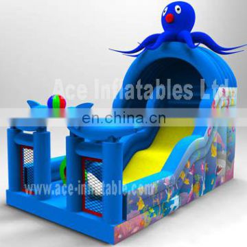 commercial grade ocean world theme inflatable slide with small pool