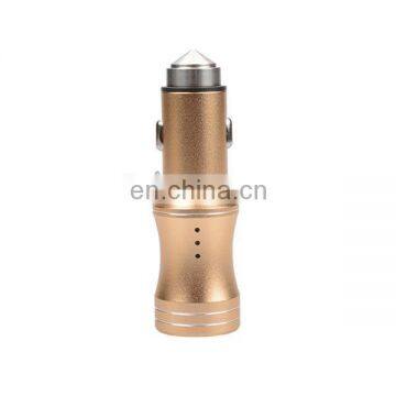 2016 promotional Dual USB Aluminum Alloy Anion Air Cleaner 3.1A Car Charger with safty hammer