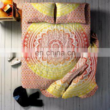 Indian Latest Red Ombre Mandala Duvet Cover Bed sheet With 2 Pillow Cover full Set Queen Size Bedding Full Set