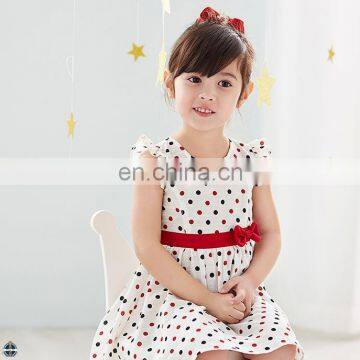 T-GD035 Hot Sale Frock Design Ruffle Sleeve Cotton Woven Girls Dress