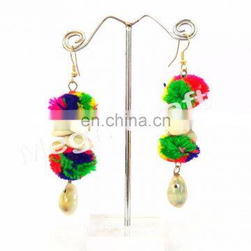 Handmade Pom Pom Earrings- Antique Pom Pom Earrings/Designer Shall Pom Pom Earrings photo-3
