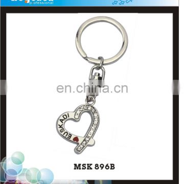 Rhinestone heart floating keychain