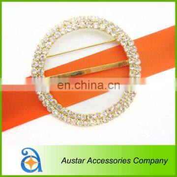 2 Rows Round GOLD Diamante Rhinetone Buckle Pins Invitation Ribbon Slider Wedding Chair Sash