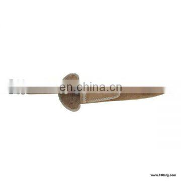 Knife with handle stranded, ferrules staghorn and alpaca Braided Rawhide sheath Fina.