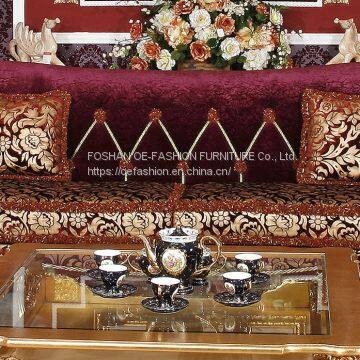 Red Couch Velvet Sofas Living Room Furniture Upholstered Classic Comfortable American Style Home Fabric Sofa Design Set photo-4