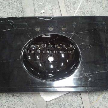 China Black Marble Sinks,Black Marqunia Marble Round Sinks, Marble Basins