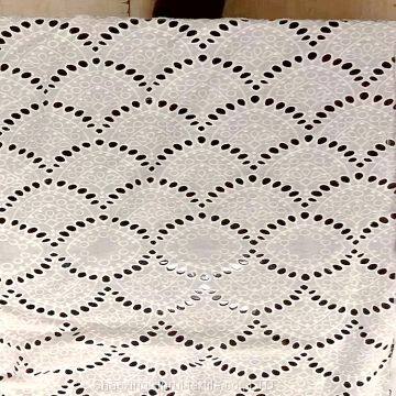 swiss 100% cotton voile eyelet fabric embroidered
