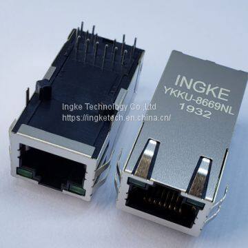 Ingke YKKU-8669NL Direct Substitute 0826-1G1T-23-F 1 Port Gigabit Through Hole RJ45 LAN Transformer