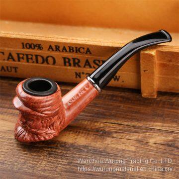 150mm Length Wooden Resin Short Tobacco Pipe With Small Old Man's Head for Smoking photo-3
