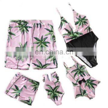 Summer Parent-Kids Swimwear Family Coconut Palm Print Hawaii Beach Swimsuit Unisex photo-4