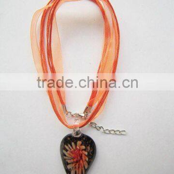 wholesale new arrival Lampwork Glass Pendant Necklace Lampwork glass Necklace glass bulb pendant lamp with wax cord